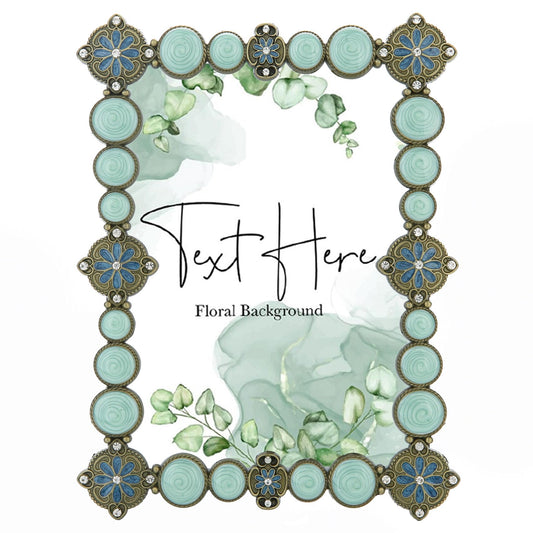 Goutangen 5x7 Vintage Picture Frame Ornate Metal Green Enamel Photo Frames with Glass Front, Tabletop Art Decoration, Creative Gifts Ideas for Women, Horizontally & Vertically