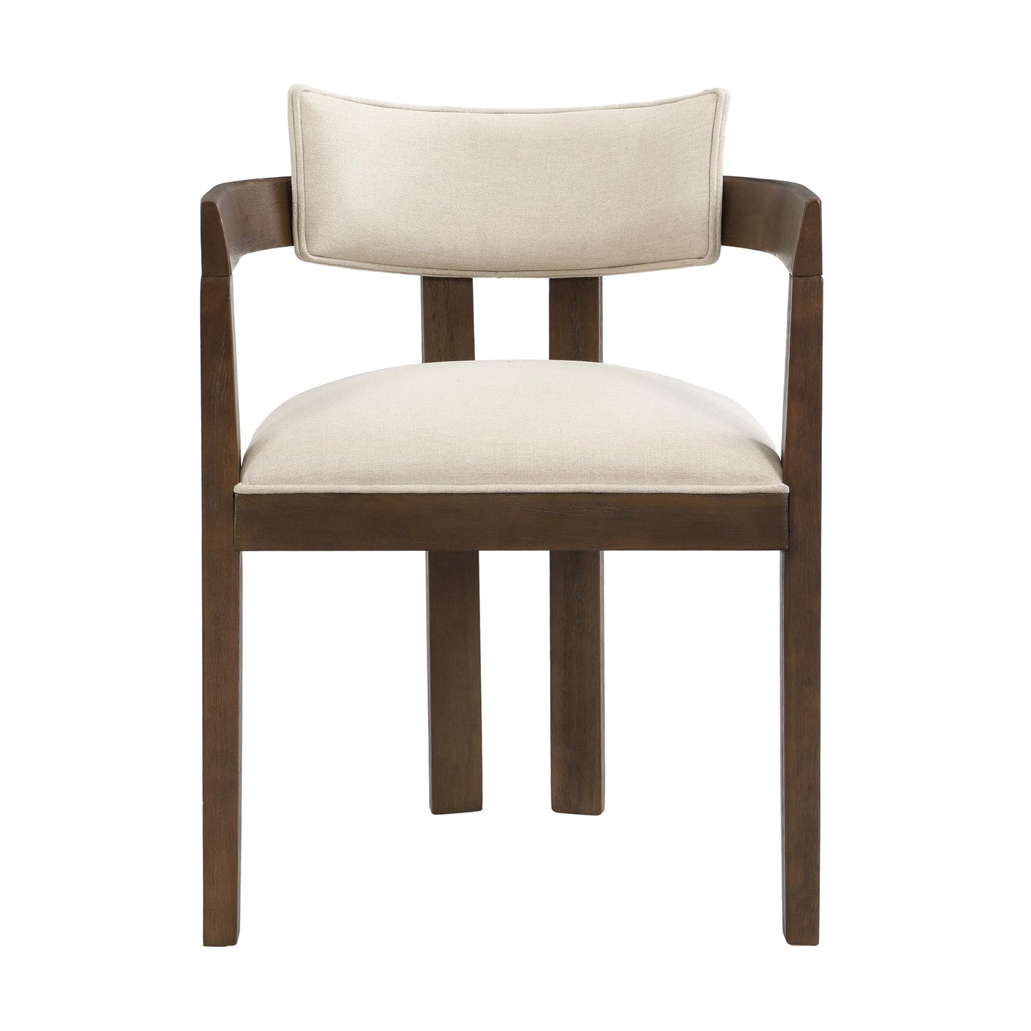 Christopher Knight Home Falcon Fabric Upholstered Dining Chairs Set of 2, Modern Wooden Dining Armchair, Curved Backrest Kitchen Side Chair, Living Room Accent Chair for Extra Seat, Walnut+Beige
