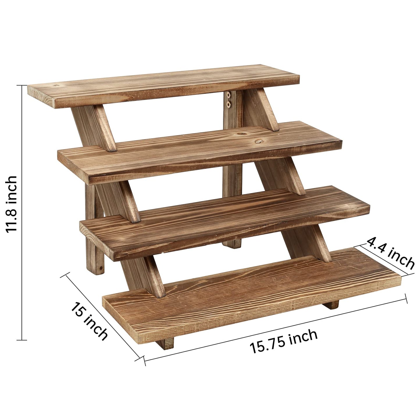 SwallowLiving Wooden Rustic Cupcake Stand for 24 Cupcakes, Stepped Wood Display Stand for Weddings, Tiered Party Table Display Riser for Food , Dessert, Cookie, Decor, Craft Show, Burnt