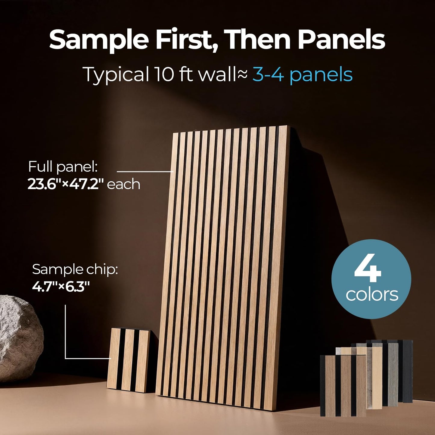 AKUMAX Foldable Wood Panels-3D Slat Wall Panelling for Wall-Ceiling and Sound Absorbing - Wooden Wall Panels for Living Room, Bedroom-Fire Retardant & FSC-109x24Inches(Black Oak)