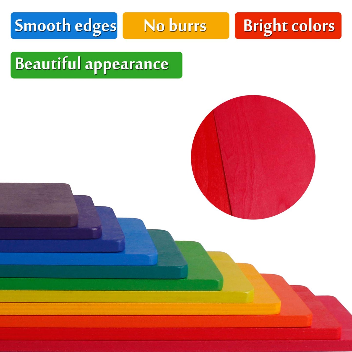 Dinhon 11 PCS Wooden Rainbow Board Oversized Stacking Game Jigsaw Puzzle Building Blocks Children's Baby Toddler Toys 3 Years Old Boys and Girls Toy Gifts