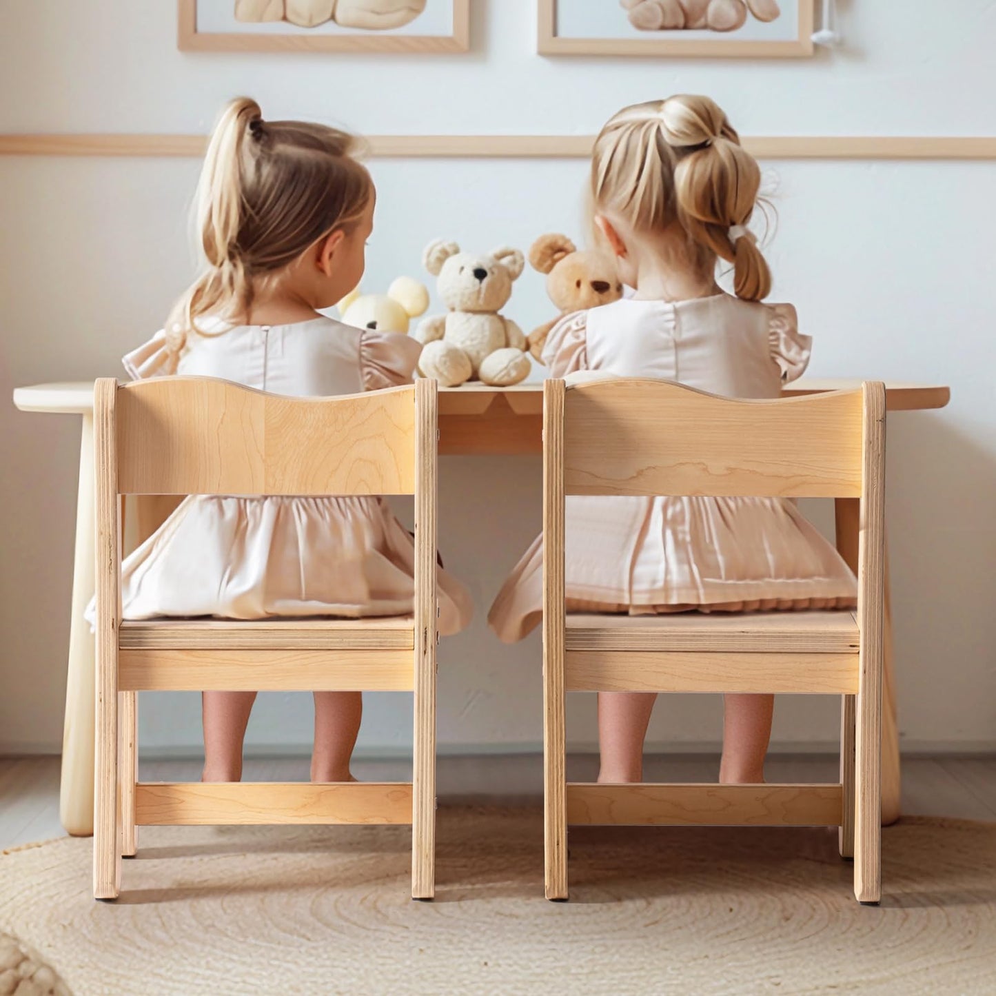 ROBUD Wooden Toddler Chair Wood, Kids Chair Set of 2, Sturdy Kids Chairs for Toddlers for Children Aged 3+, 250 Lbs Capacity Each Count