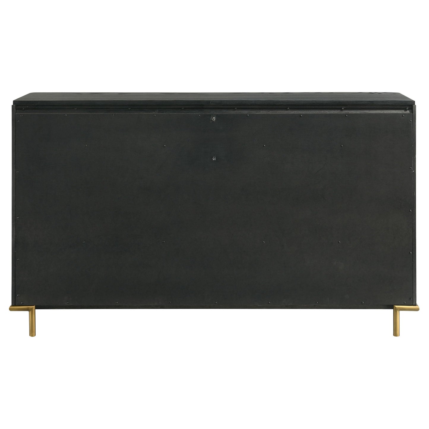 Coaster Home Furnishings - Arini - Wood - 8-Drawer Dresser with Felt-Lined Top, Round Ball Knobs, Metal Glides, Gold Base, Wire-Brushed Details, Coastal Style - Bedroom - Black - 224333