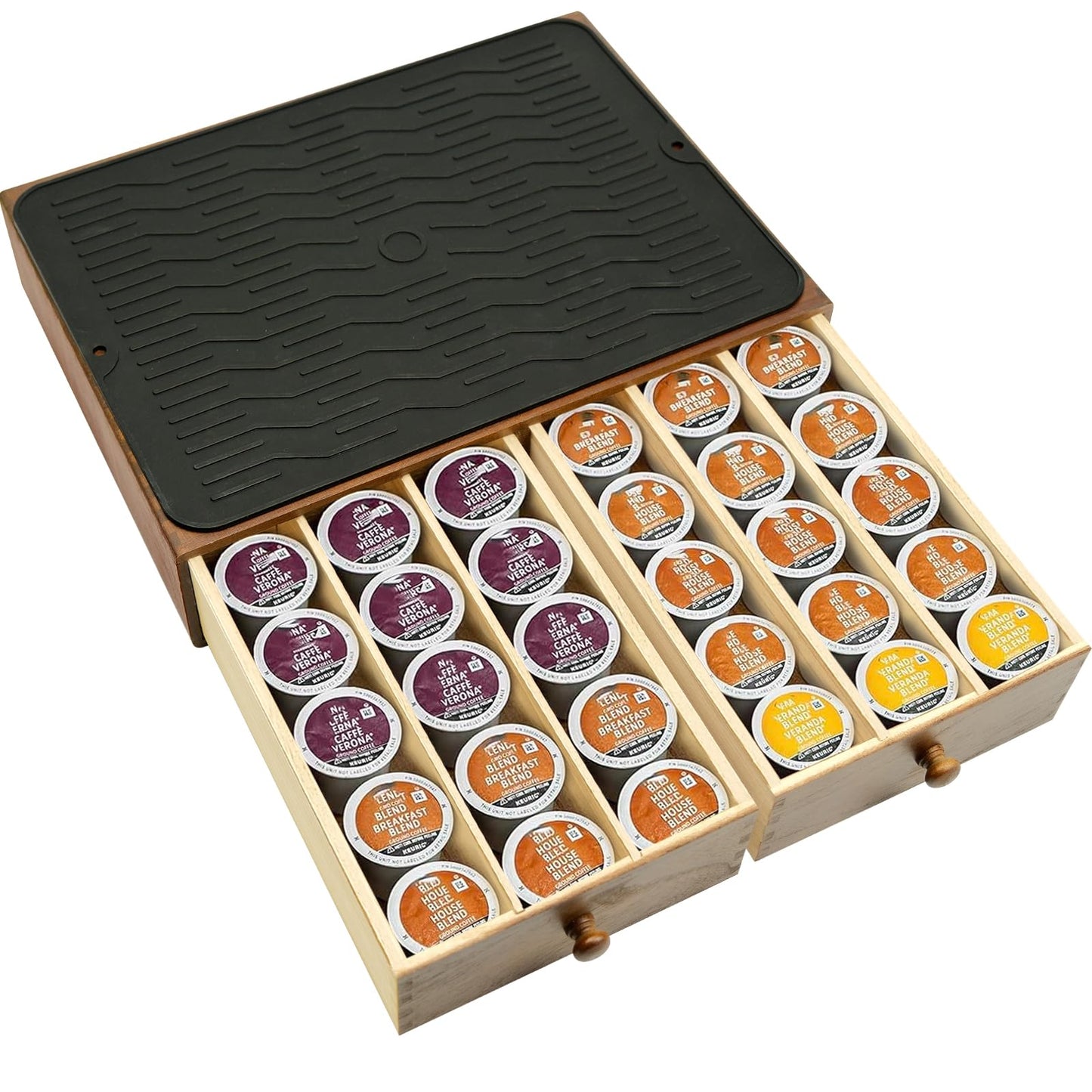 Coffee Pod and K-cup Holder Drawer Organizer, 15.3"L x 11.2"W x 3.3"H