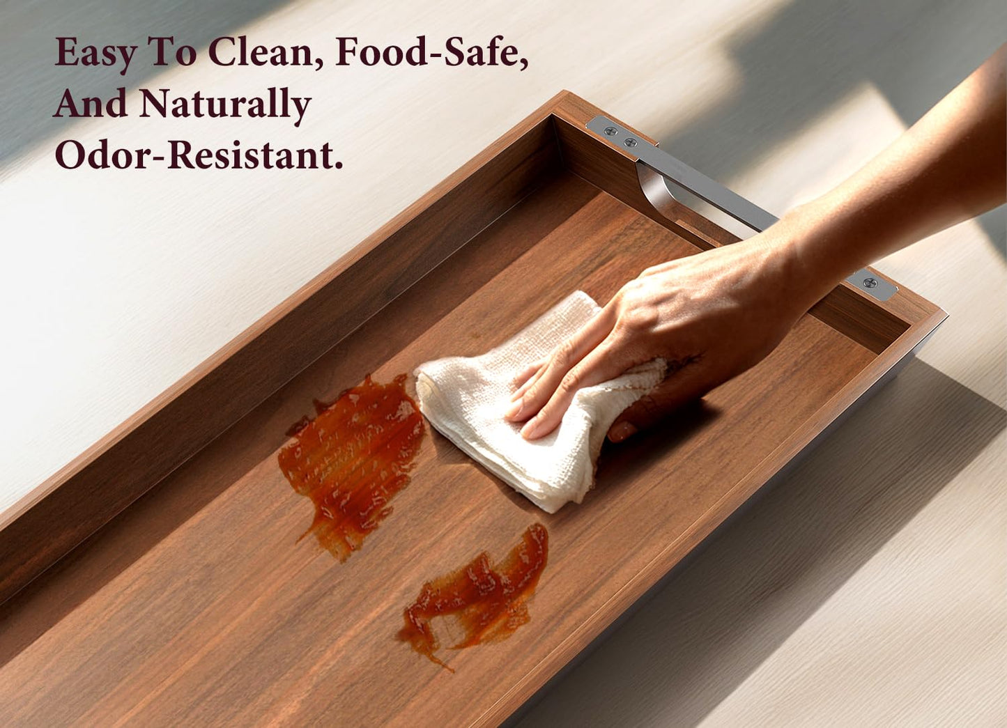 Dofira Large Acacia Wood Serving Tray with Metal Handles - 36" Long Charcuterie Board for Cheese, Meat & Appetizers - Perfect for Kitchen, Entertaining, Gatherings & Home Decor