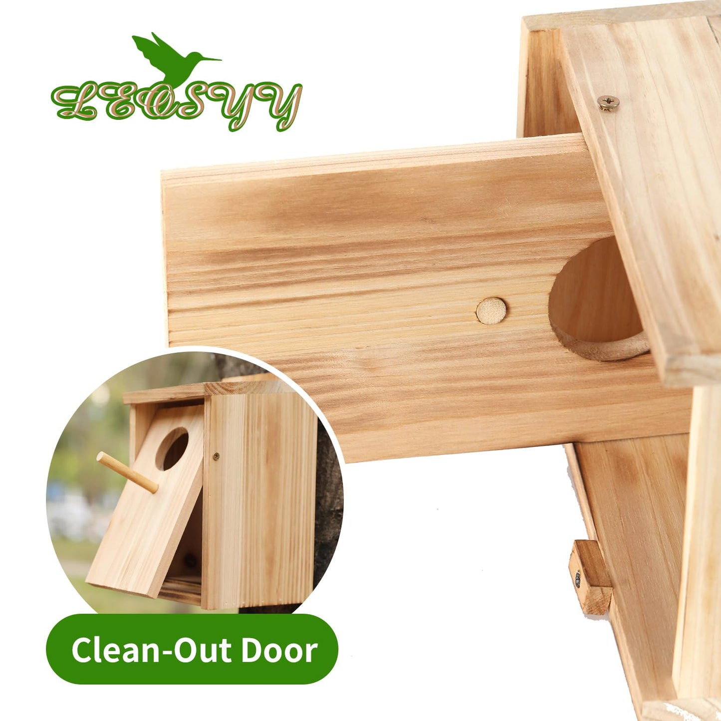 2 Pack Bird Houses for Outside, Wooden Birdhouse Kit with Front Clean-Out Door, Solid Wood Outdoor Nesting Box for Backyard Birdwatching