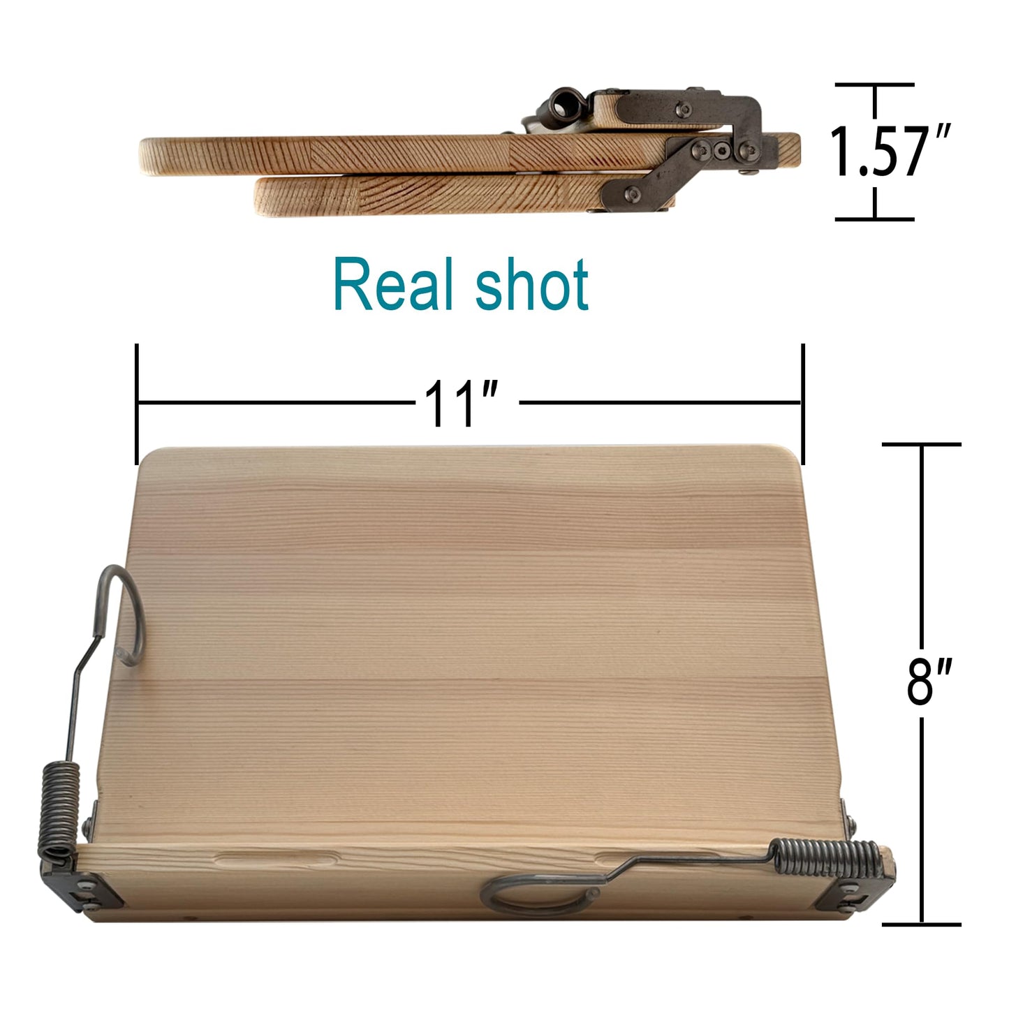 WUSUBUFU Wooden Book Stand, Cookbook Stand, iPad Holder (Made of Solid Wood, Crack-Resistant Design, Sturdy & Durable, Stainless Steel Hardware)