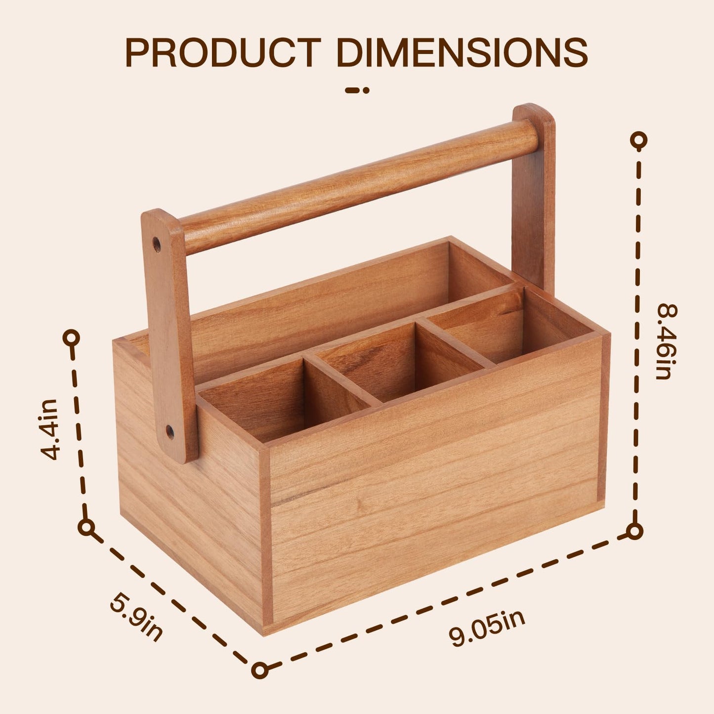 Silverware Caddy with Handle Acacia Paper Plate Holders Wooden Utensil Holder Mulip-Purpose Organizer Picnic Utensil Caddy for Party Home Kitchen Office Bathroom Bedroom RV