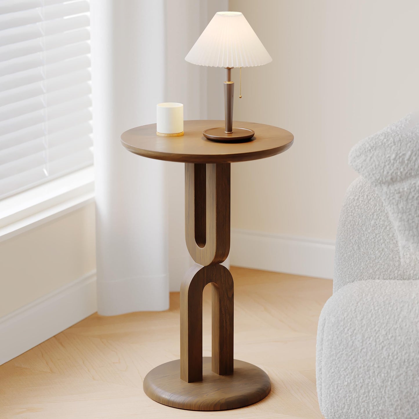 Rosolaratop Solid Wood End Table with Sturdy U-Shaped Base, Modern Accent Side Table for Living Room Bedroom, Natural Ash Wood, Easy Assembly (15.75" L x 15.75" W x 23.62" H)