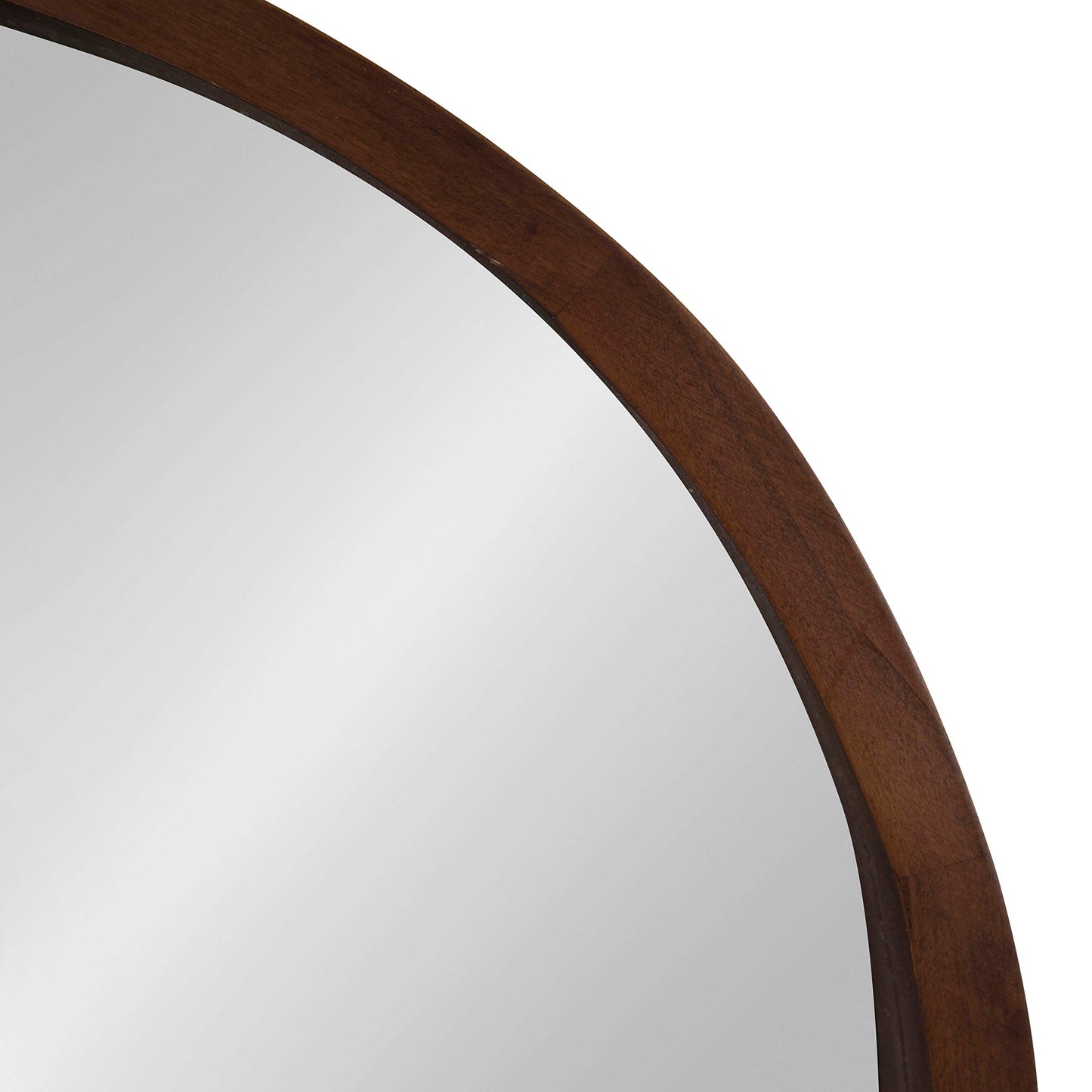 Kate and Laurel Hutton Round Decorative Modern Wood Frame Wall Mirror, 22 Inch Diameter, Walnut Finish