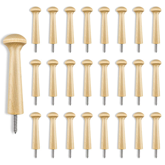 Sfcddtlg 24PCS Wooden Shaker Peg Wood Screw-3.7 Inch on Shaker Pegs Unfinished Wood Shaker Racks for Hanging Clothes Hats Towel Paint DIY(24PCS)