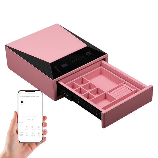 XPEDITION Biometric Fingerprint Jewelry Safe for Home Quick-Access Fingerprint Lock & Digital Keypad for Home Security Slide-Away Drawer Safe