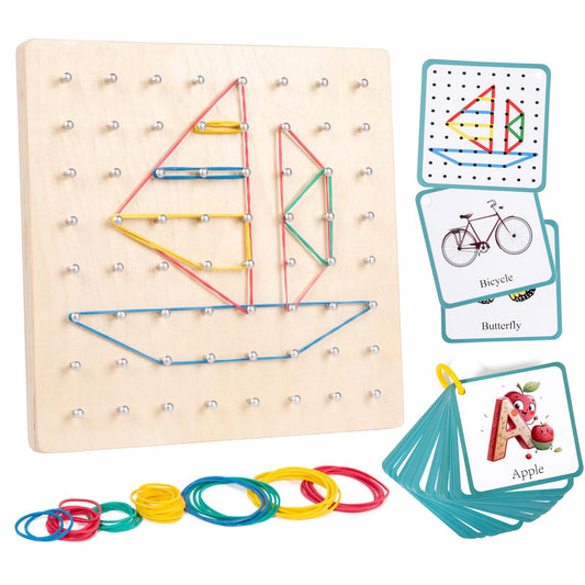 Auvewilo Wooden Geoboard Path Planning Educational Toy for Kids 5+