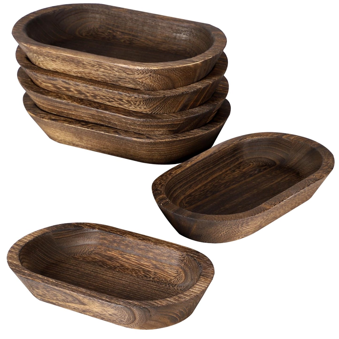 DORMIYA 6 Pack Wooden Dough Bowls for Candle Making - Oval Decor Rustic Bowls for Fruit, DIY Candle, Crafts Making, Farmhouse Wood Trays for Home Decor, 9.4 x 5.5 x 1.6 Inch