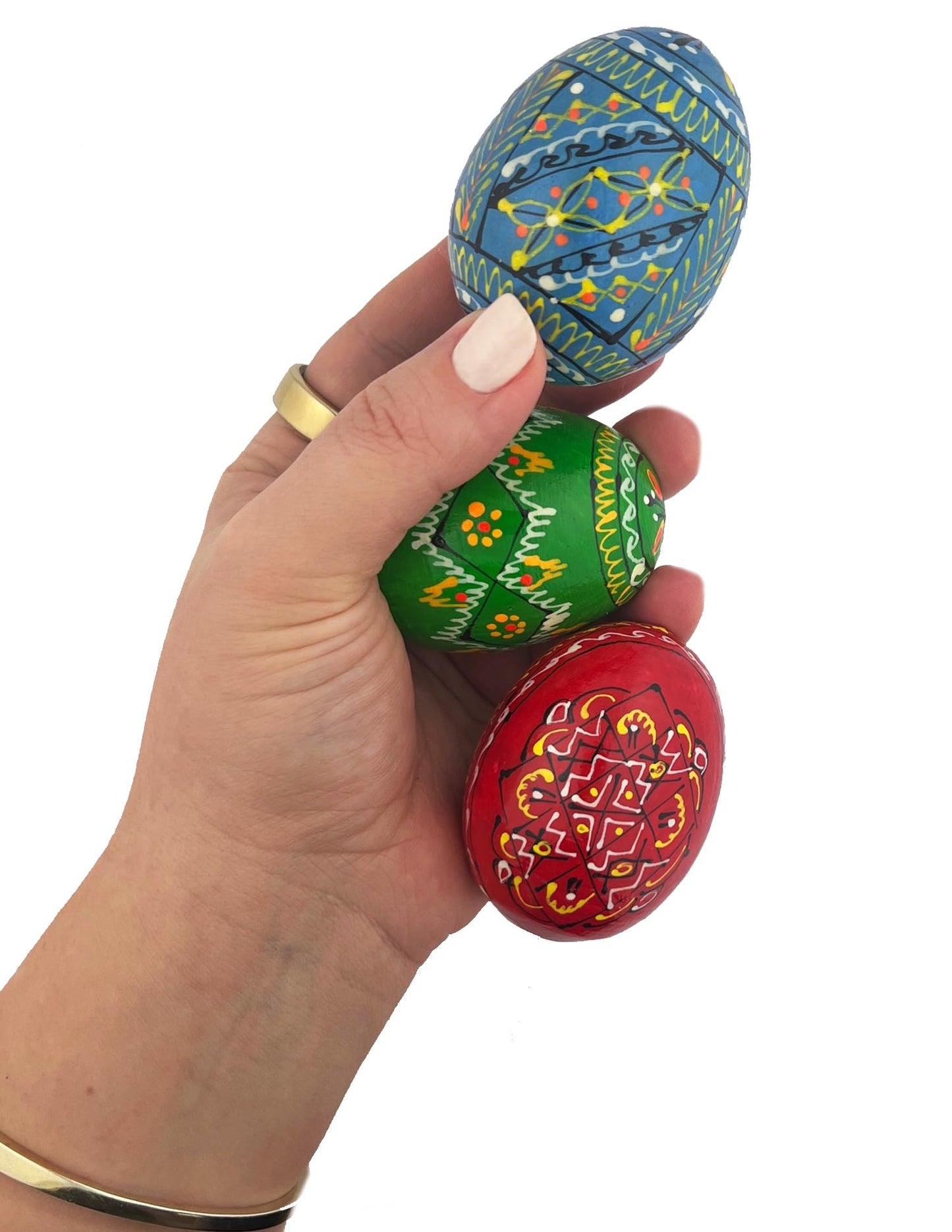 Religious Gifts Authentic Set of 6 Ukrainian Wooden Pysanky Pysanki Wood Easter Eggs