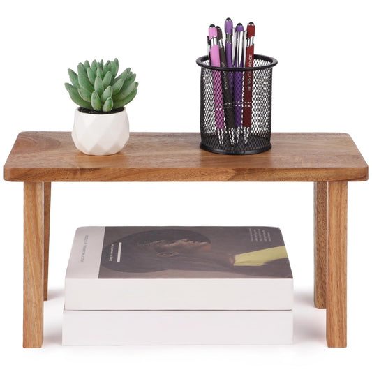 DORMIYA 15 Inches Acacia Wooden Desktop Organizer Shelf, Cabinet Riser & Counter Display Stand for Top of Desk Home Office Kitchen Coffee Table Display Stand