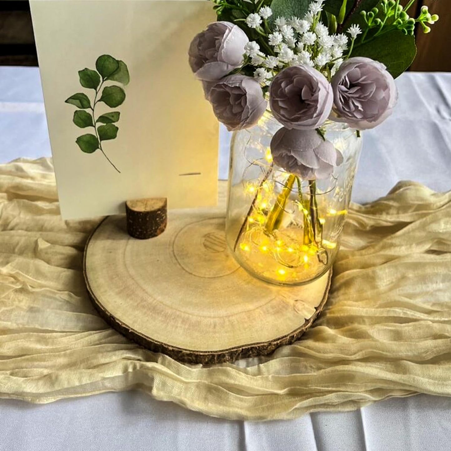 GRCEOY Natural Wood Slices for Centerpieces 10 pcs 10-11 Inches Large Wood Circles, Rounds, centerpieces for Tables Wedding Decor, Baby Showers and Rustic DIY Projects