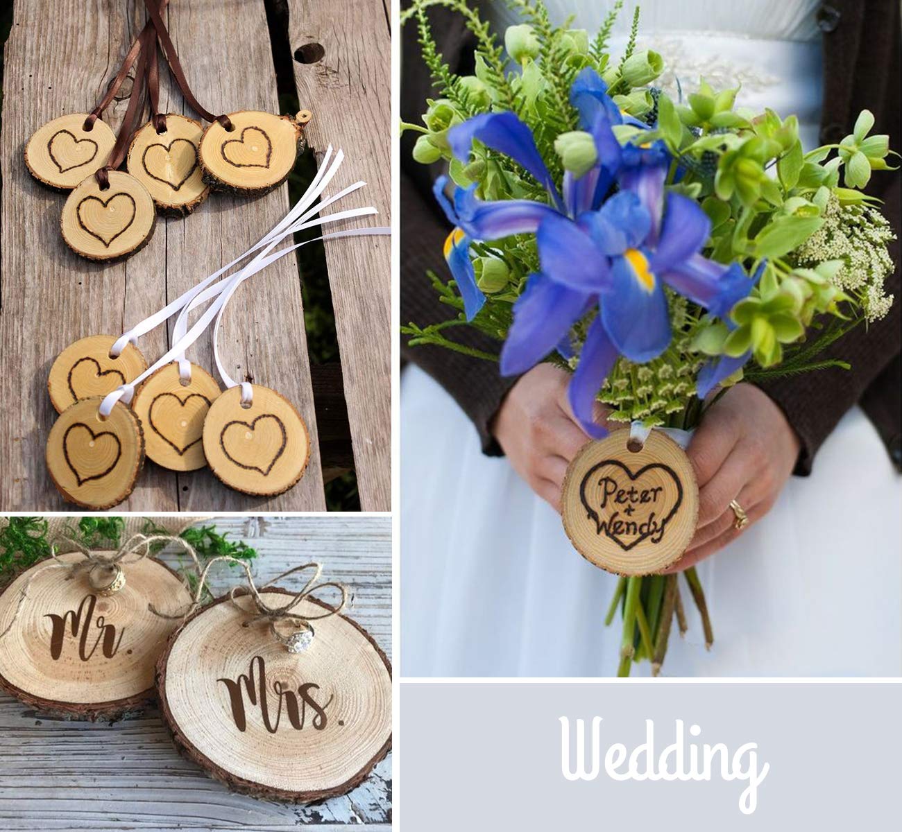 ilauke Natural Wood Slices 30Pcs 3.1''-3.5'' Unfinished Wood Crafts with Pre-drilled Hole, Wood Slices Ornaments for DIY Rustic Christmas Crafts Wooden Circles Coasters Wedding Decor, 33 Feet Twine