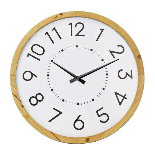 INTERHOMART Farmhouse Silent 16" Wall Clock Battery Operate,Wooden Non Ticking Sweep Movement, Large Farmhouse Wall Clock for Kitchen, Bedroom, Home Office, Living Room Decor, Arabic Numerals