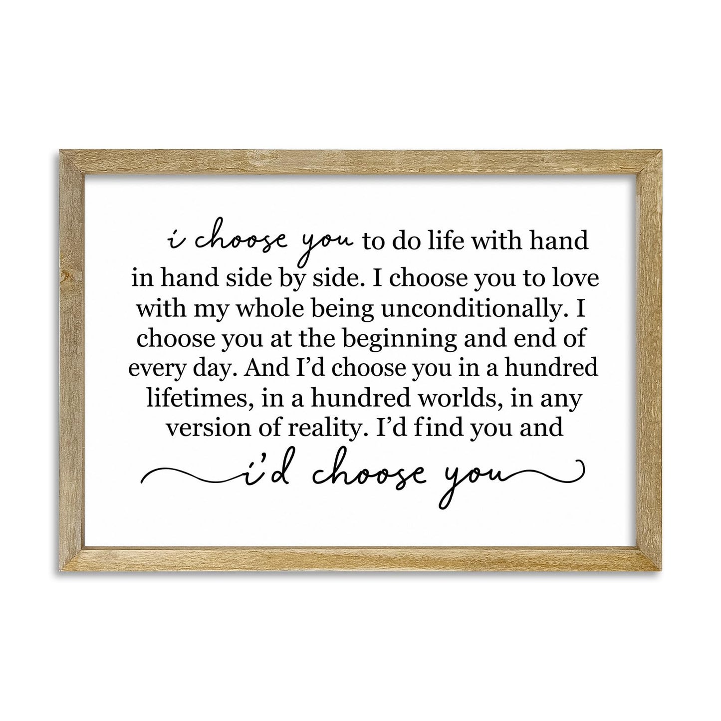 LuZhiQiang I Choose You To Do Life Sign Wall Decor 16X11 I Love You InchRomantic Marriage Art Wooden Framed Wall Hanging (Wood)