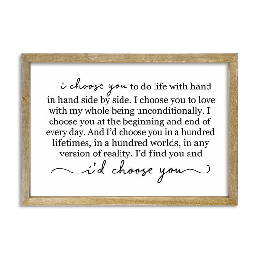 LuZhiQiang I Choose You To Do Life Sign Wall Decor 16X11 I Love You InchRomantic Marriage Art Wooden Framed Wall Hanging (Wood)