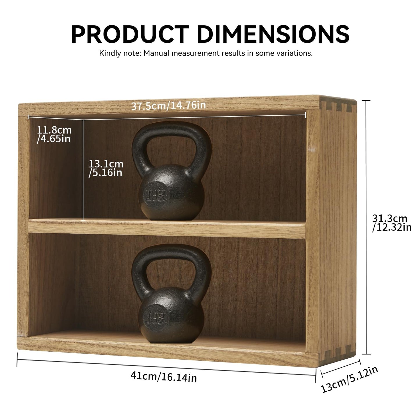 KIRIGEN 2-Tier Wooden Storage Cabinet, Solid Wood Kitchen Counter Organizer, Multi-Functional Storage Shelf for Mugs, Spices, Cosmetics, Coffee, Figure, Home Accessories Storage Rack BZG-DBR