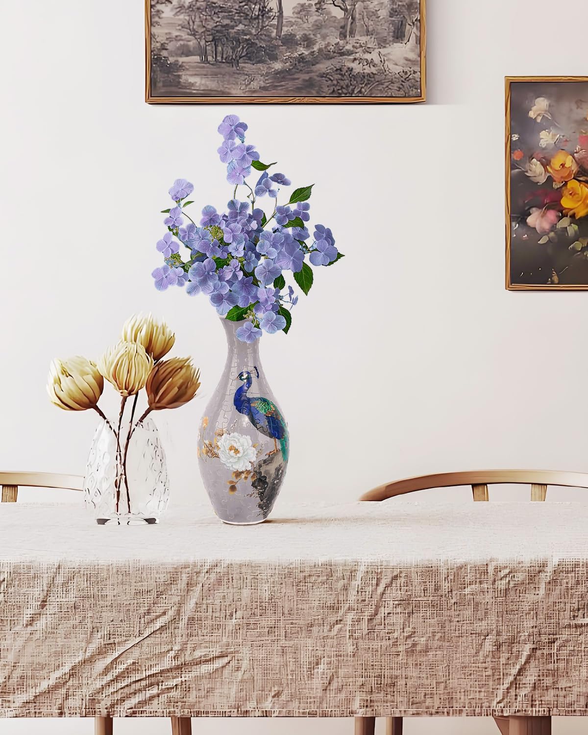 KAAYEE 3D Puzzle Vase, DIY Flower Vase Puzzle for Adults, Artistic Home Decor & Stress Relief Craft, Unique Gift for Birthday Housewarming (Peacock)