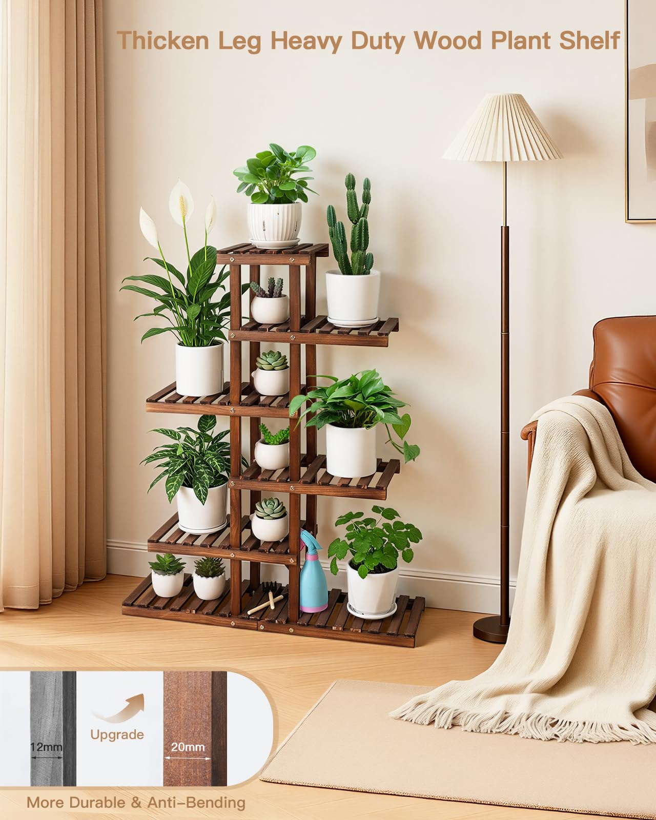 OcBuct Wood Plant Stand Shelf 6 Tier