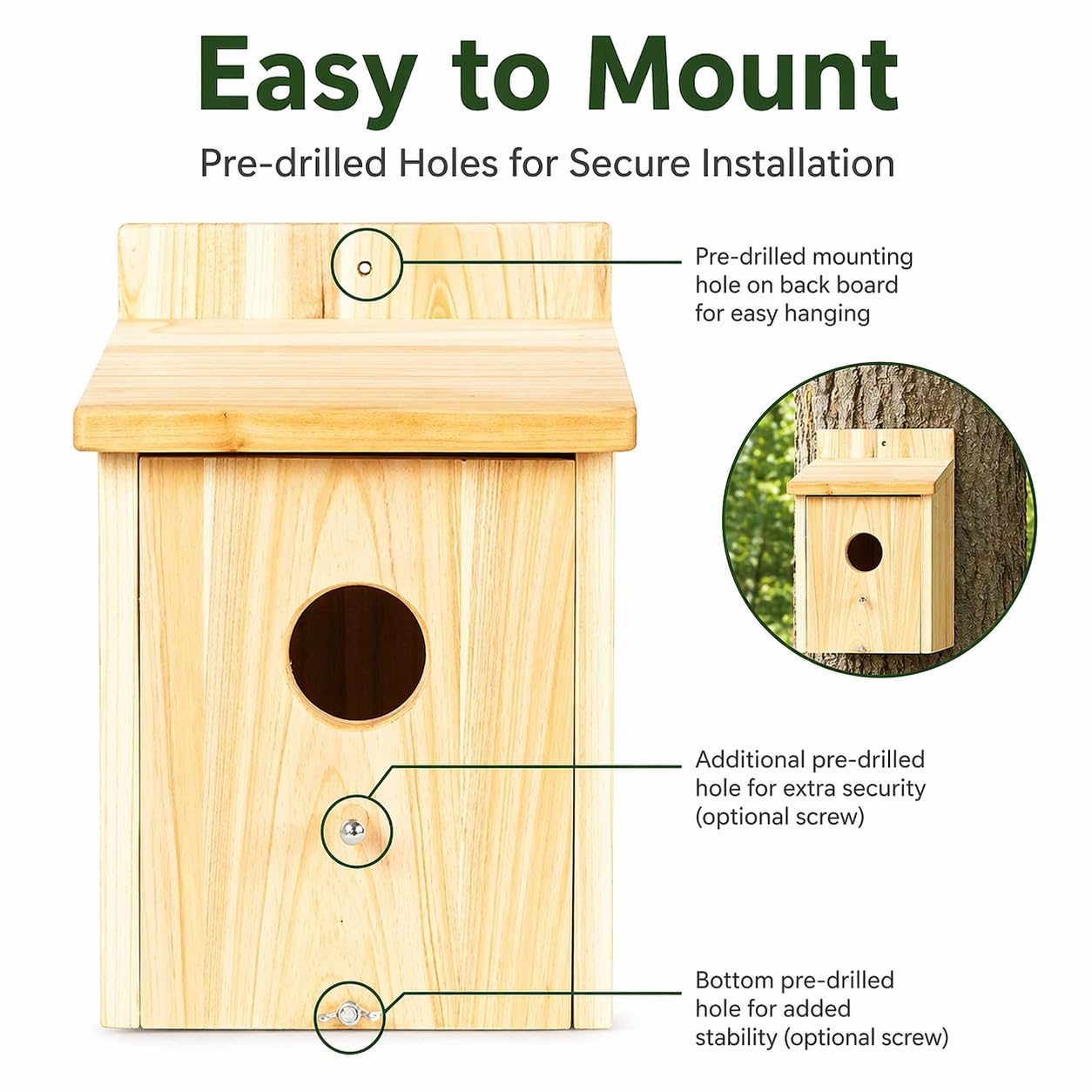 Wooden Bird Houses for Outside Birdhouses Nest Bluebird House for Cardinals Finch Wren Swallow for Garden Viewing 1B