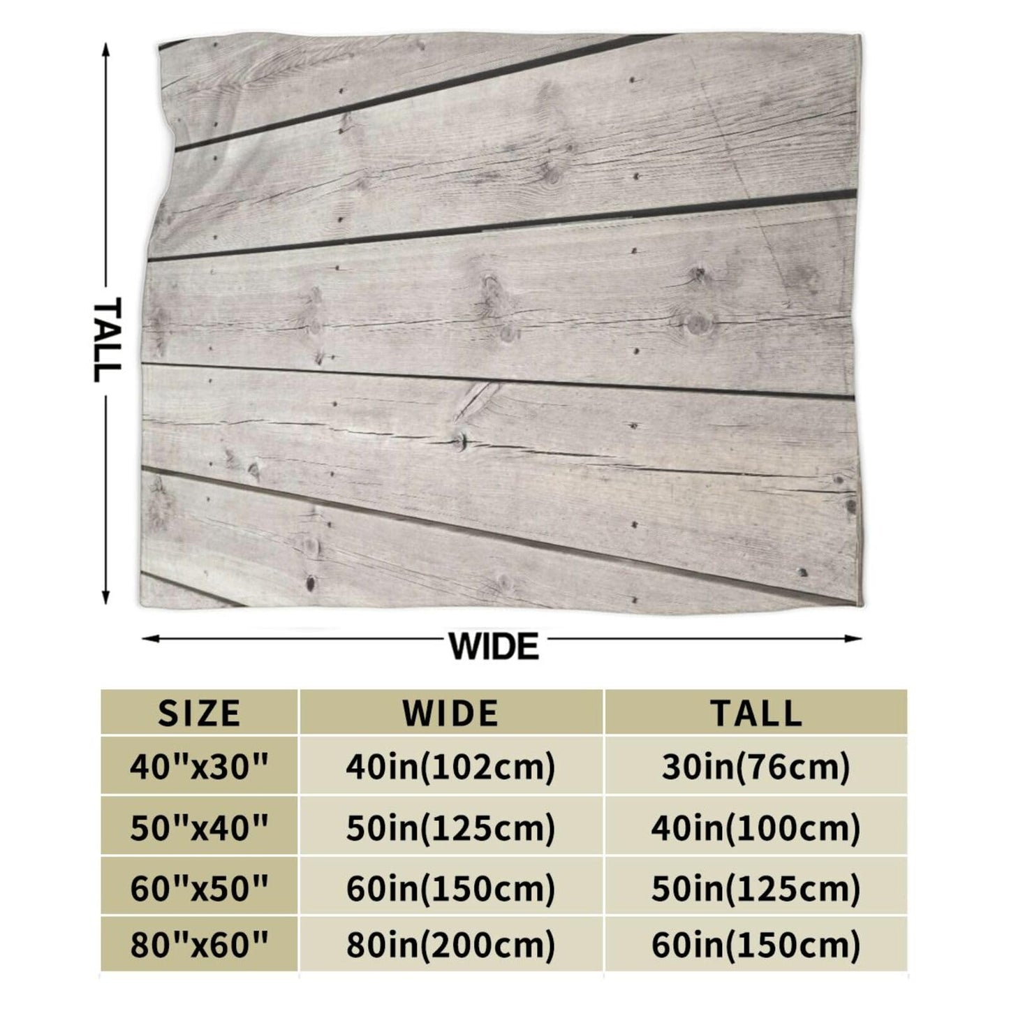 Flannel Natural Wooden Floor Background Throw Blanket- Ultra Soft Lightweight for Bed, Sofa, Travel & Camping 50"X40" Inch