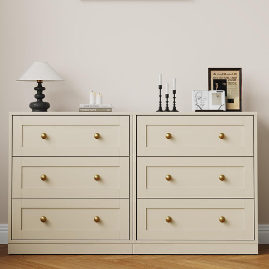 RoyalCraft Small 3 Drawer Dresser Set of 2, Beige Dresser for Bedroom, Wood Nightstand with Drawers, Modern Chest of Drawers for Closet, Living Room, Entryway