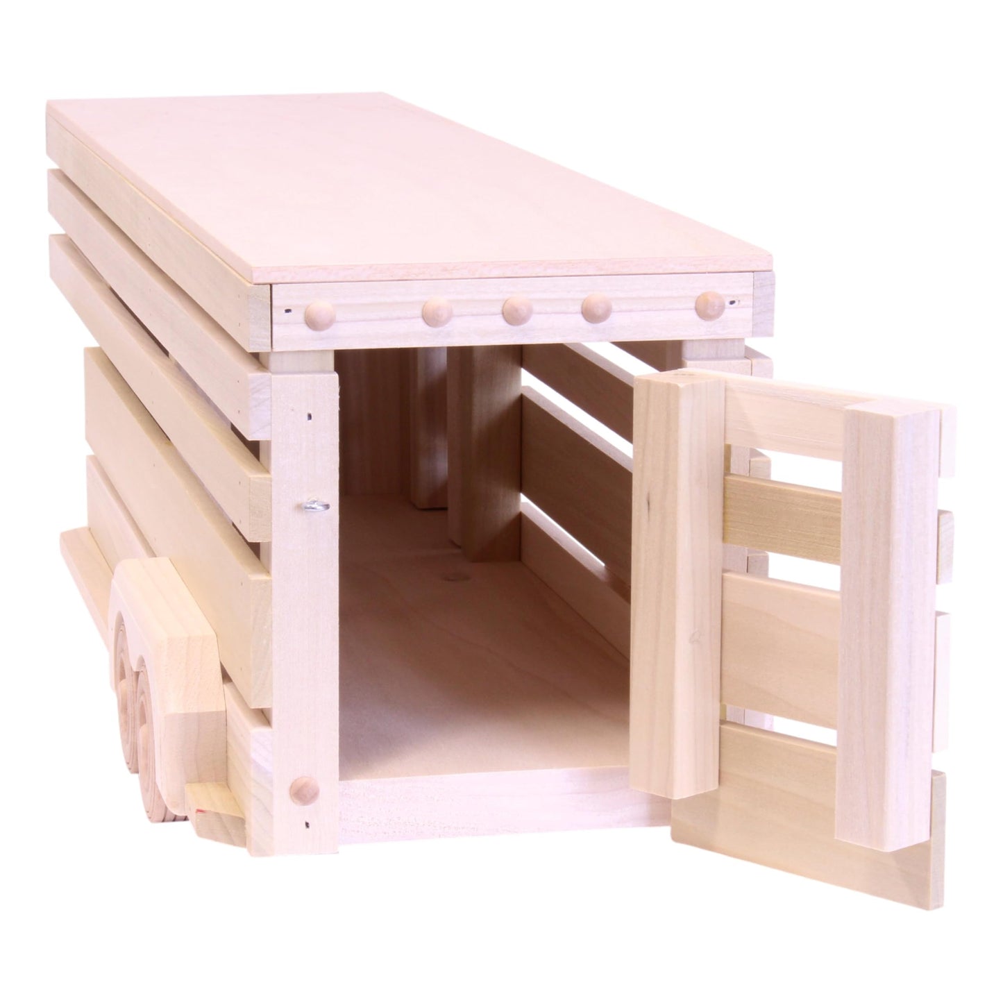 AmishToyBox.com Wooden Toy Pickup Truck & Gooseneck Horse Trailer Set