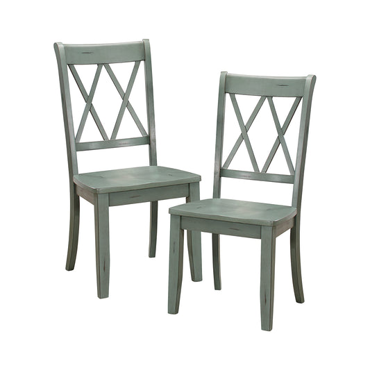 Lexicon Janina Dining Room Chairs Set of 2, Modern Farmhouse Dining Chairs Set of 2, Solid Wood, X Cross Back, for Traditional Modern Ranch Style Kitchen, Armless, Easy Assembly, Teal