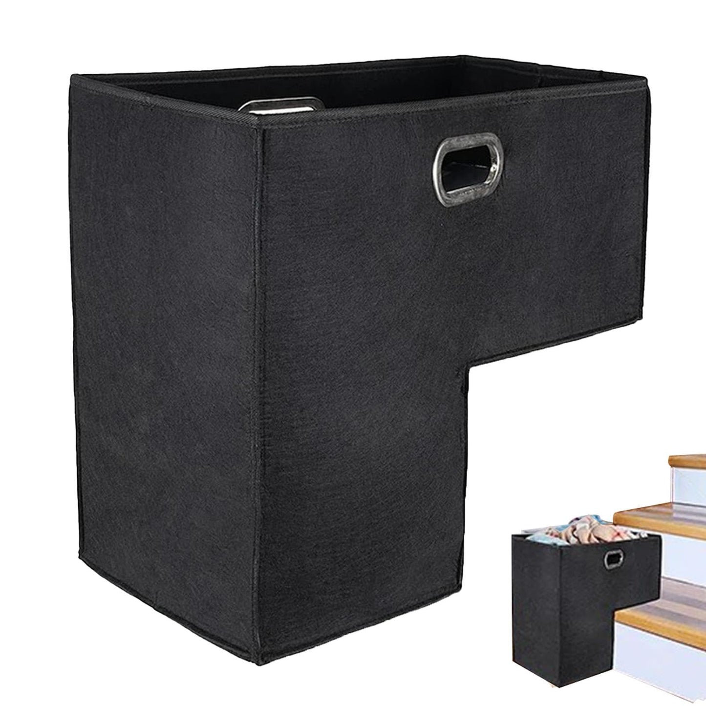 Stair Step Basket - Stair Storage Organizer, Space Saving Stair Step Storage | Laundry L Shaped Organizer Basket, Multipurpose Stair Storage Basket For Blankets Clothes Books Socks Toys