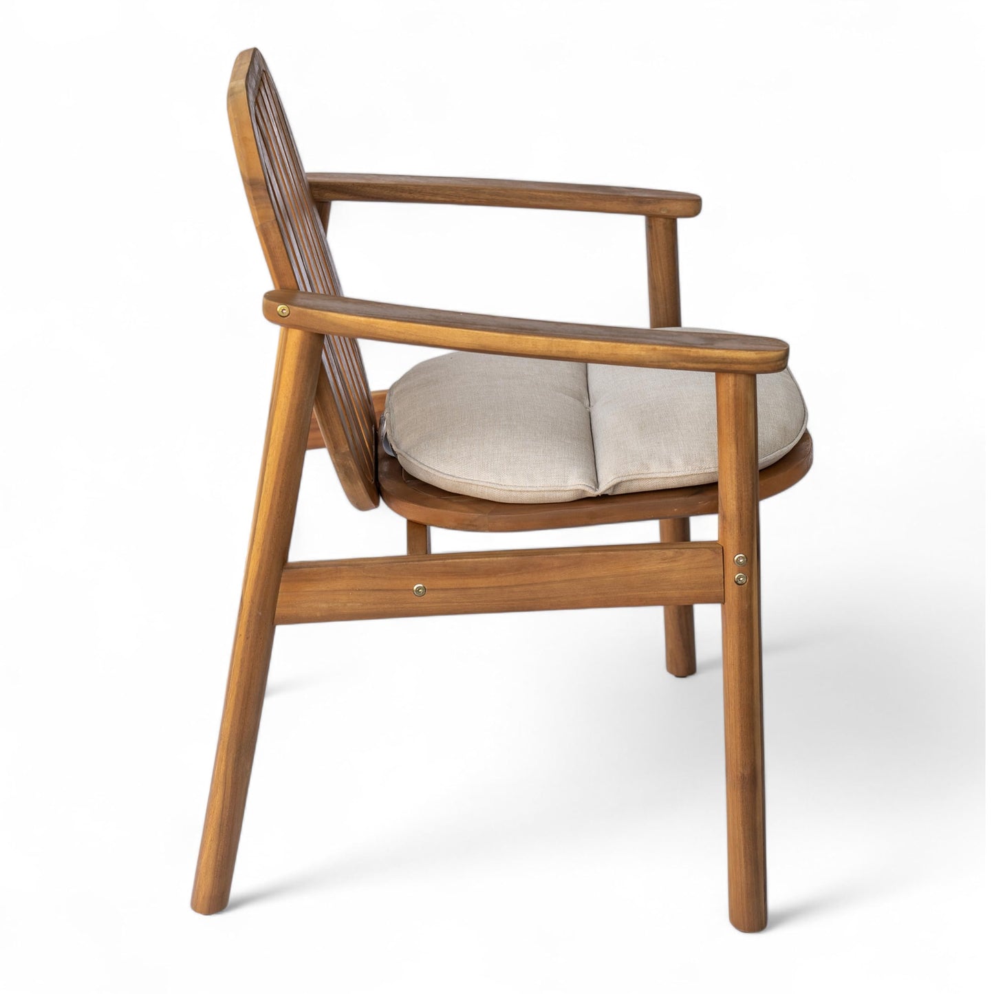 Christopher Knight Home Meja Acacia Wood Outdoor Dining Chair Set of 2 with Cushion, Wooden Patio Dining Armchair Set, Outdoor Kitchen Side Chair, Patio Furniture Set, Teak+Beige