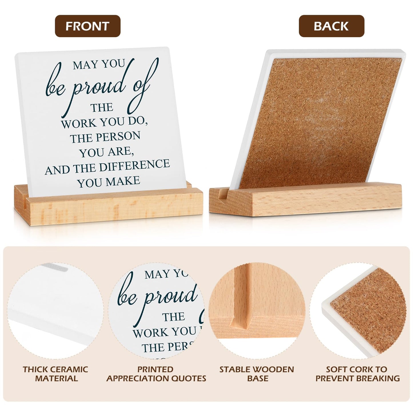 Roowest Motivational Desk Decor Table Signs Gift for Women Positive Wooden Signs Desk Plaque Back to School Gifts for Teacher Nurse Coworker Employee Office Home(Inspirational)