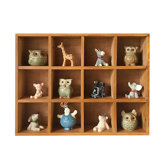 Primo Supply 12-Slot Wood Display Cabinet 12 x 15.5 Square Cubby Shelf Organizer - Tabletop or Wall Shelf - Farmhouse Decor Organizers and Storage - Rustic Wall Decor - Cube Storage & Display Cabinet
