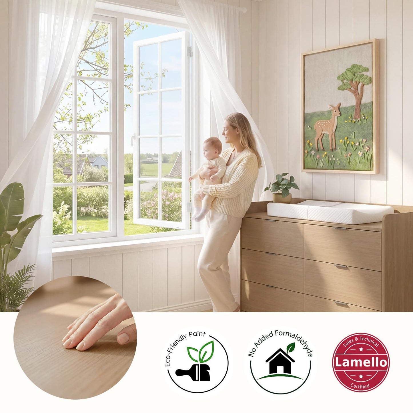 MAMAZING Keeva Pro 6-Drawer Baby Dresser with Changing Table, Easy Assembly