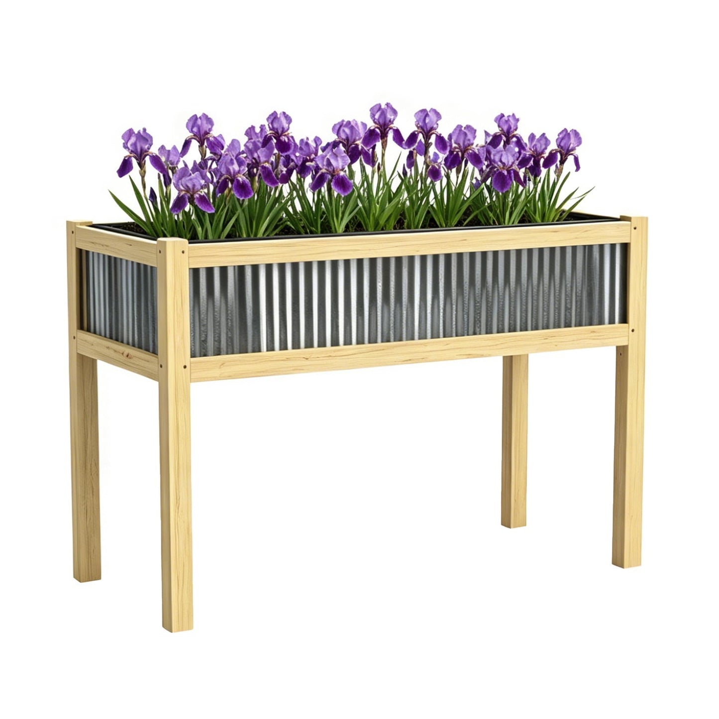 GROWRKS Raised Garden Bed Outdoor - 48”L*20”W*34”H Elevated Wooden Planter Box Stand, Backyard, Patio, Balcony w/Bed Liner, 300lb Capacity