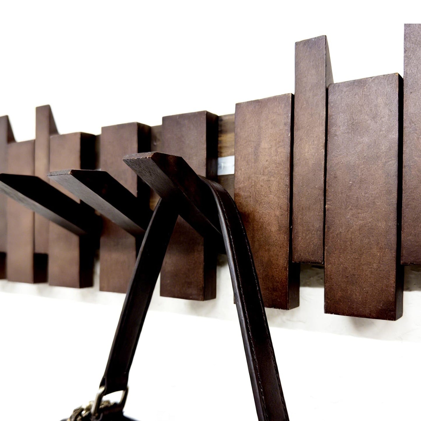ArtBeek Wall Mounted Coat Rack with Hooks Wooden Wall Mount Piano Key Coat Rack 8 Hooks Solid Wood Coat Rack Wall Mount for Entryway, Living Room, Bedroom, Hallway (22")