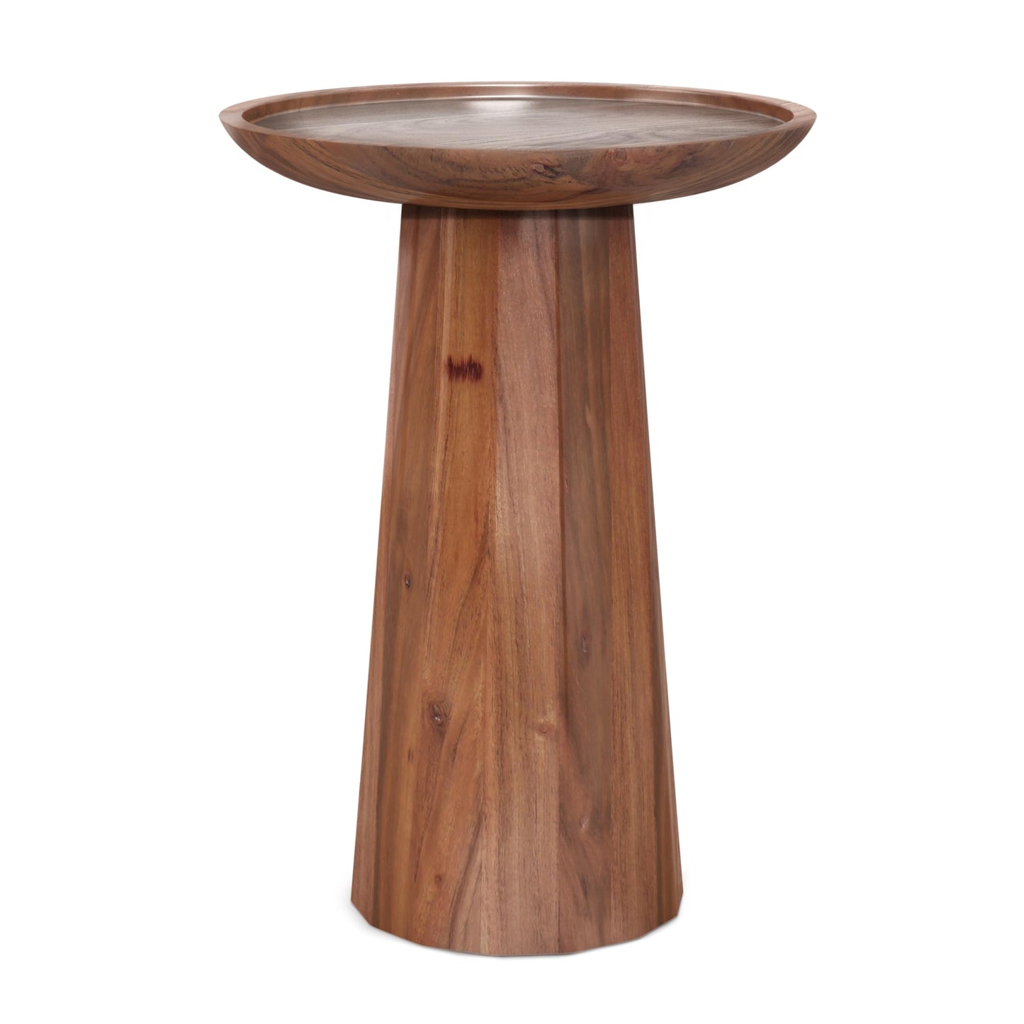 SIMPLIHOME Dayton End Table - 13 inch Wide Solid Acacia Wood Round Accent Table in Light Cognac, Handcrafted Contemporary Nightstand or Lamp Stand for Living Room with Textured Finish, Assembled