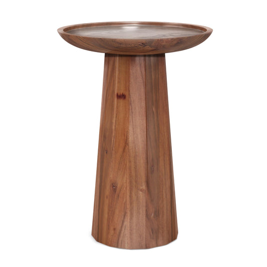 SIMPLIHOME Dayton End Table - 13 inch Wide Solid Acacia Wood Round Accent Table in Light Cognac, Handcrafted Contemporary Nightstand or Lamp Stand for Living Room with Textured Finish, Assembled