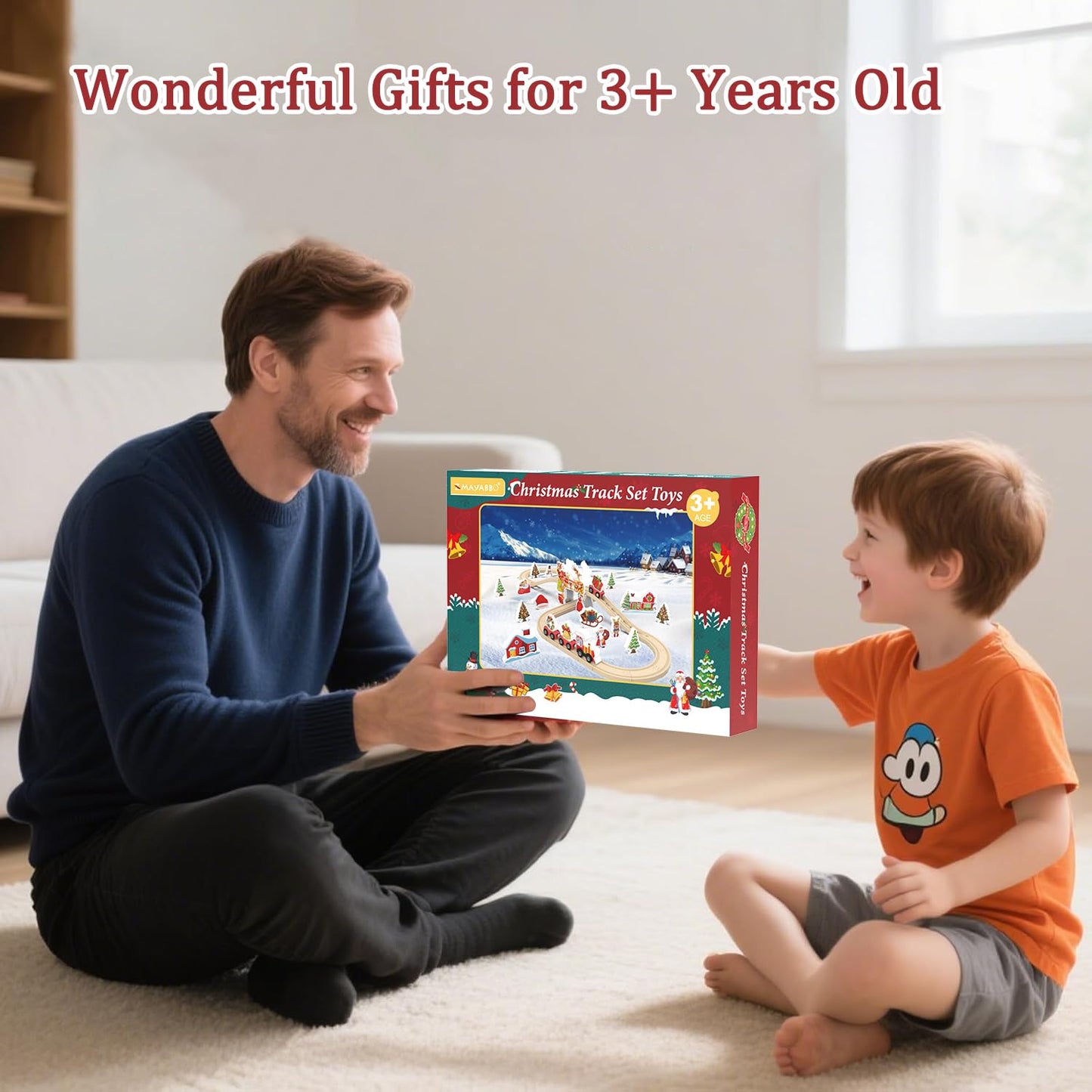 Wooden Train Set, Train Track for Toddlers 3-5, Wooden Tracks Kids Girls Boys Toys, 42Pcs Trains Toy Set for 3 4 5 6 Year Old Compatible with Thomas, Brio