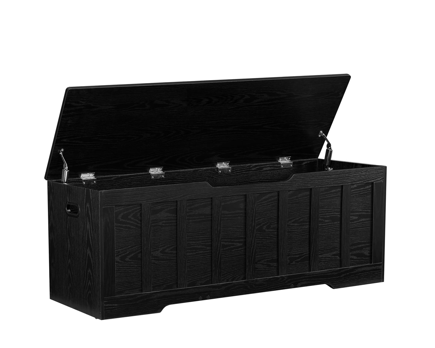 VANKILEY 51.2" Storage Chest Extra Large,Storage Bench with 2 Safety Hinges,Shoe Bench,51.2 * 15.7 * 19.1 inches,Wooden Trunk for Bedroom,livingroom,entryway,Supports 220 lb,Easy Assembly(Black).