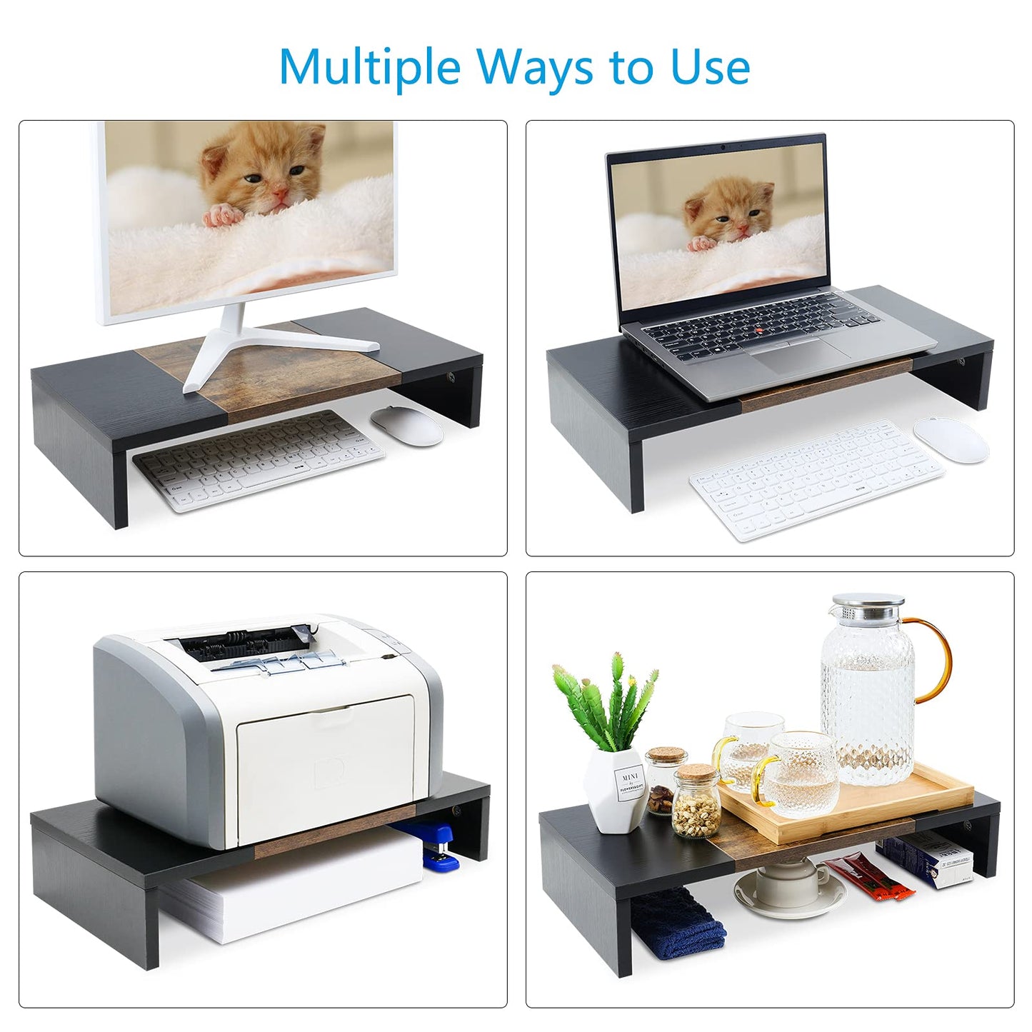 TEAMIX 20 Inch and 14.2 inch Desktop Monitor Stand Riser Printer Stand for Desk Organizer.