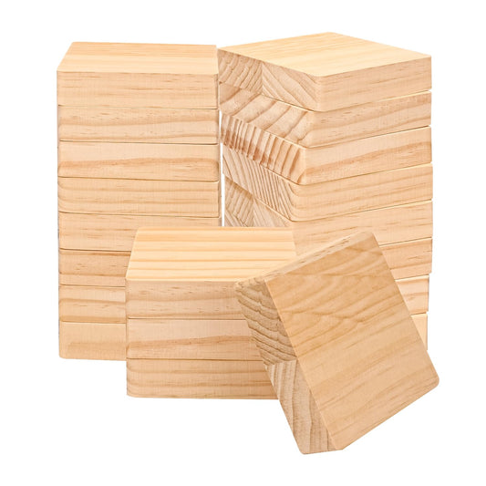 kukmakri 25 Pack Unfinished Wood Blocks for Crafts - 4 X 4 X 1 Inch Wooden Square Blocks, Premium Pine Wood Boards for Artistic Engraving, Perfect Panels for All DIY Craft Projects