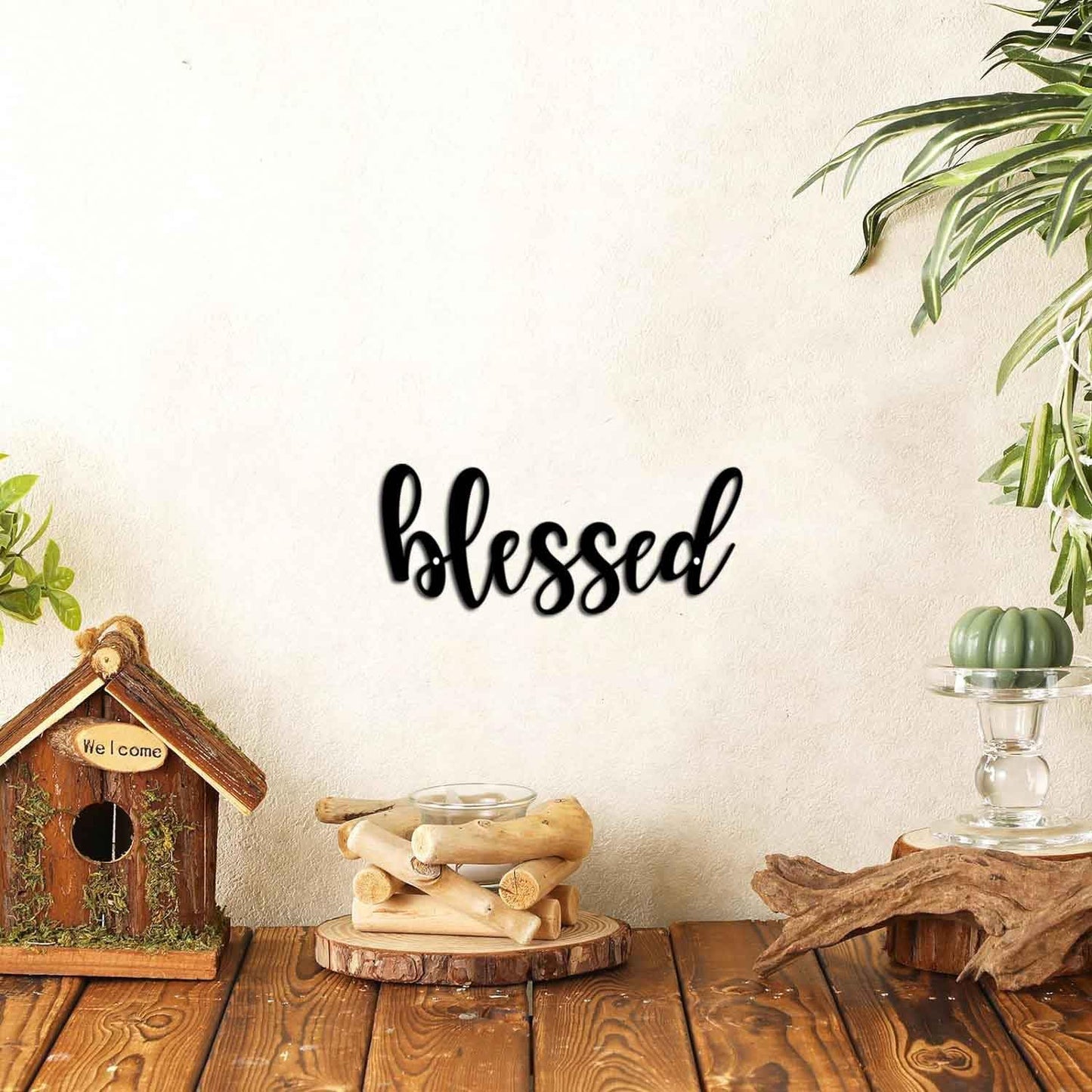 Blessed Metal Sign Wall Art Decor - 5X12IN Black Modern Sweet Dreams Farmhouse Signs for Hanging Above Bed Wall Decor for Bedroom