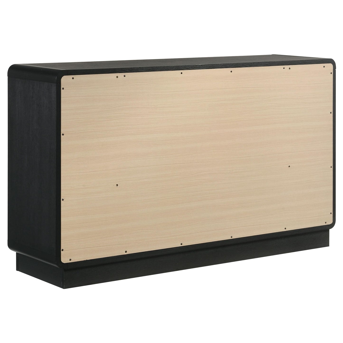 Coaster Home Furnishings - Cavelle - Wood - 6-Drawer Dresser with Mid-Century Modern Style, Gold Ball Knobs, Metal Extension Glides, Rounded Corners - Bedroom - Black - 223663