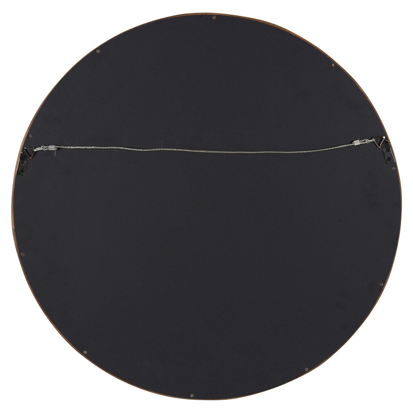 Kate and Laurel Hutton Round Decorative Modern Wood Frame Wall Mirror, 22 Inch Diameter, Walnut Finish