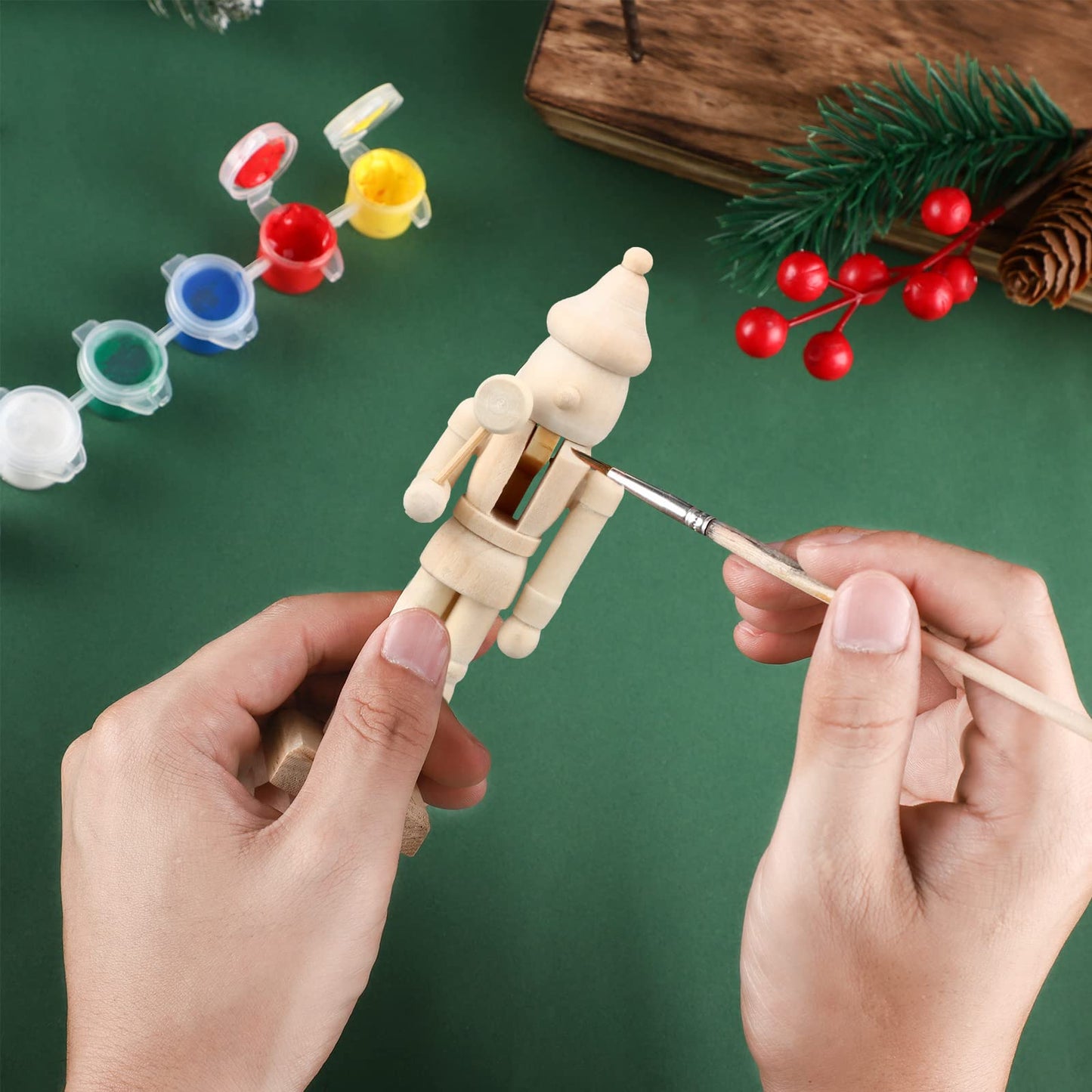 Sumind Christmas Unfinished Nutcracker Christmas Wooden Nutcrackers 5 Inch Xmas Craft Kit Box Paintable Nutcracker Figures for Adults Arts Project Ornaments Decoration(12 Pieces)